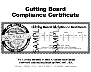 Cutting Board Certificate